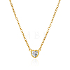 Heart-shaped 304 Stainless Steel Pave Clear Cubic Zirconia Pendant Cable Chain Necklaces for Women FS0820-1-1