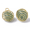 Iron Wrap-around Spiral Bead Cage Pendants IFIN-R239-09G-3