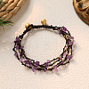 Natural Amethyst Chip & Alloy Beaded Multi-strand Bracelets WGA084D-02-1