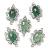 Natural Green Strawberry Quartz Faceted Oval Connector Charms G-G181-06P-02-1