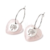 Natural Rose Quartz & 304 Stainless Steel Hoop Earrings for Women EJEW-G475-05P-08-4