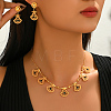 Ethnic Style Brass Micro Pave Cubic Zirconia Filigree Fan Pendant Necklace & Stud Earrings Sets for Women KU3704-4