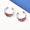 316 Stainless Steel Pave Red Cubic Zirconia Clip on Hoop Nose Rings AJEW-C044-14AS-1