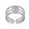 304 Stainless Steel Rectangle with Word Love Open Cuff Ring RJEW-T023-39P-2