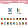 WADORN 180Pcs 18 Colors Square Glass Rhinestone Ornament Accessories DIY-WR0002-74-2