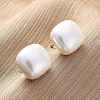 Square Brass & Plastic Stud Earrings for Women EJEW-G425-01G-02-2