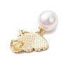 3Pcs 3 Sizes Natural Paua Shell with Round White Shell Pearl Pendants PALLOY-JF05085-5