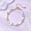 Natural Cultured Freshwater Pearl & Brass Beaded Bracelets for Women BJEW-JB13367-1