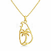 304 Stainless Steel Outline Island Coconut Tree Pendant Necklaces for Women WGA9425-01-2