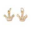 Rack Plating Brass Micro Pave Clear Cubic Zirconia Charms ZIRC-C040-34G-1