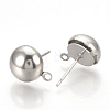 304 Stainless Steel Stud Earrings Findings STAS-R096-12mm-01-2