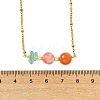Round Cherry Quartz Glass & Natural Carnelian & Chip Natural Green Aventurine Beaded Pendant 304 Stainless Steel Satellite Chain Necklaces for Women NJEW-JN06158-03-4