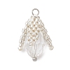Glass Seed Beaded Bud Pendants PALLOY-MZ01096-02-1