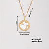Vintage Brass Rhinestones Flat Round with Star Pendant Necklace for Women TU3121-4-1