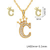 Brass Micro Pave Clear Cubic Zirconia Pendant Necklaces & Stud Earrings Sets FS-WG8C370-03-1