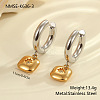Christmas 304 Stainless Steel Clear Cubic Zirconia Two Tone Hoop Earrings FS-WG279DA-09-1