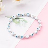 Handmade Round Evil Eye Lampwork Beaded Stretch Bracelets BJEW-JB05974-03-3