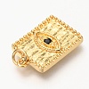 Brass Micro Pave Black Cubic Zirconia Pendants ZIRC-J024-07G-3