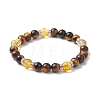 8mm Round Dyed Natural Quartz Crystal & Tiger Eye Stretch Bracelets for Women Men BJEW-TA00519-1