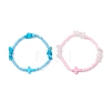2Pcs Natural Rose Quartz & Synthetic Turquoise Chip Beaded Stretch Bracelets for Women BJEW-JB12909-2