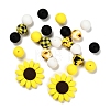 23Pcs Sunflower & Round Silicone Focal Beads SIL-L005-01D-2