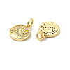Flat Round with Swan Pattern Brass Micro Pave Clear Cubic Zirconia Charms KK-G425-22G-2