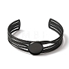 304 Stainless Steel Multi-strand Cuff Bracelet Blanks with Flat Round Bezel Settings SA-CBA4160-01A-EB-2