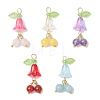 Natural Dyed Yellow Jade & Carnelian & Rose Quartz & Amethyst & Dyed Blue Quartz Round & Glass Flower Fruit Pendants PALLOY-MZ00847-1
