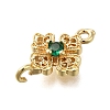 Brass Green Cubic Zirconia Clover Connector Charms KK-Q048-12G-2