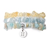 3Pcs 3 Styles Natural Citrine & Flower Amazonite & Aquamarine Aventurine Chips Stretch Bracelets Sets BJEW-JB11076-05-1