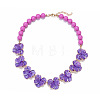 Zinc Alloy Enamel Flower Bib Necklaces FS-WG4E913-03-1