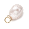 Electroplated Glass Imitation Pearl Pendants PALLOY-JF05266-01-4