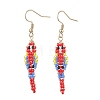 Bird Glass Seed Beaded Dangle Earrings EJEW-MZ00690-3