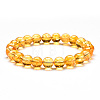 Natural Citrine Round Beaded Stretch Bracelets PW-WG43935-01-1