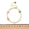 Brass Enamel Flower Link Chain Bracelets for Women BJEW-JB14167-02-4