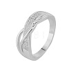 Brass Micro Pave Cubic Zirconia Finger Rings for Women FS-WG5E550-10-1