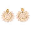 304 Stainless Steel & Bohemian Beaded Flower Dangle Stud Earrings for Women EJEW-R001-04B-2