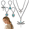 6Pcs Synthetic Turquoise & Alloy Necklaces & Hair Tie Kits SJEW-PH00014-1