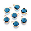 Golden Tone Brass Glass Charms GLAA-ZX008-24D-G-1