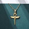 Ankh Cross with Wings 304 Stainless Steel Pendant Necklaces NJEW-H059-08G-3