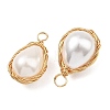 3Pcs 3 Sizes Polished Shell Pearl Copper Wire Wrapped Pendants PALLOY-JF05893-2