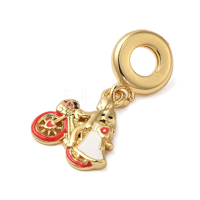 Rack Plating Brass Red Enamel European Dangle Charms KK-P279-40G-1