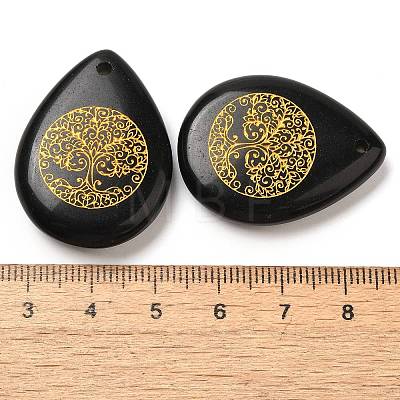 Natural Obsidian Drop Pendants G-C158-01G-1