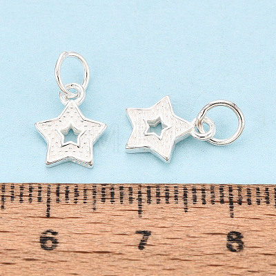 Textured 925 Sterling Silver Star Charms STER-T009-12S-1