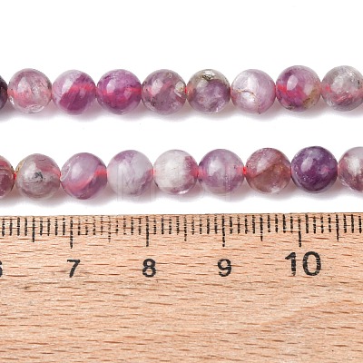 Natural Lepidolite/Purple Mica Stone Beads Strands X-G-B133-A01-6MM-1