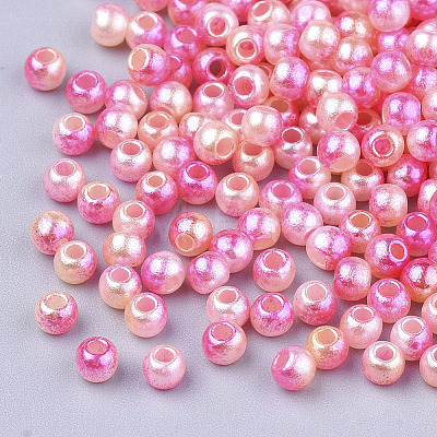 Rainbow ABS Plastic Imitation Pearl Beads X-OACR-Q174-6mm-04-1