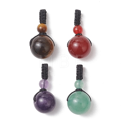 4Pcs 4 Colors Natural Carnelian & Amethyst & Green Aventurine & Tiger Eye Pendants PALLOY-TA00405-1