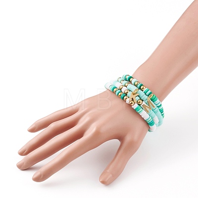 4Pcs 4 Styles Polymer Clay Heishi Beads Stretch Bracelets Sets BJEW-JB05910-1