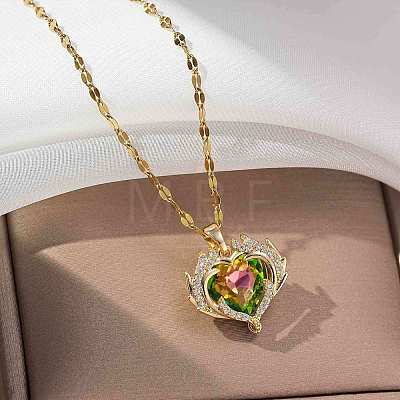 Heart 304 Stainless Steel Pendant Necklaces FS-WGE3147-03-1