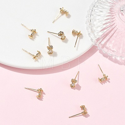 SHEGRACE Apple Brass Micro Pave Clear Cubic Zirconia Stud Earrings XGRQ4N428-715G-1